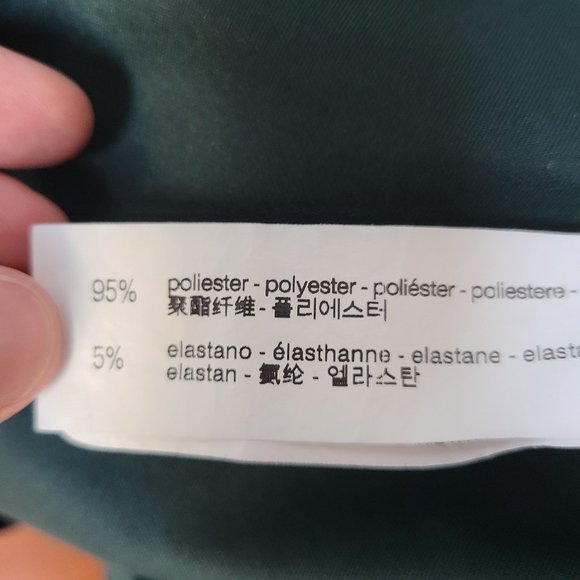 ZARA Dark Green High Ruffle Neck Shift Dress M - Picture 5 of 6